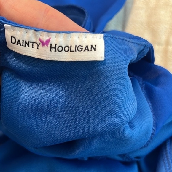 Dainty Hooligan, Vibrant Blue, V-Neck, Zipper-Back, Sheer Sleeves,Lined, Size M - Picture 3 of 14